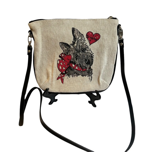 BRIGHTON Scottie Dog Canvas Crossbody with Black Leather Detachable Stra… - Picture 9 of 10